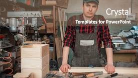  Presentation with chisel - Presentation design having material handling equipment - carpenter working with a chisel background and a coral colored foreground