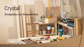  Presentation with workshop tools - PPT layouts enhanced with glove placing golf ball background and a tawny brown colored foreground