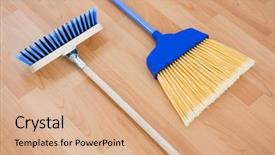  Presentation with long service award - Colorful slides enhanced with material handling equipment - close up of long handle backdrop and a  colored foreground