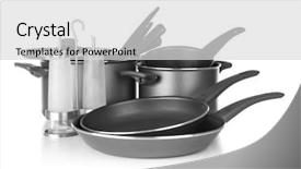  Presentation with cooking utensils - Theme having material handling equipment - different cooking utensils on white background and a light gray colored foreground