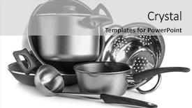  Presentation with cooking utensils - Amazing slide deck having material handling equipment - different cooking utensils on white backdrop and a light gray colored foreground