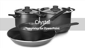  Presentation with cooking utensils - Theme enhanced with material handling equipment - different cooking utensils on white background and a  colored foreground