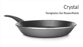  Presentation with pan african - Audience pleasing slide deck consisting of material handling equipment - frying pan on white background backdrop and a  colored foreground