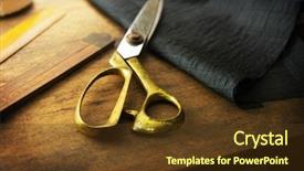  Presentation with gold black - Presentation theme featuring material handling equipment - measuring and cutting textile background and a tawny brown colored foreground