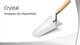  Presentation with mud mortar - PPT layouts enhanced with material handling equipment - trowel the mortar on white background and a white colored foreground