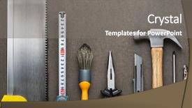  Presentation with construction tools - Audience pleasing PPT layouts consisting of material handling equipment - various carpentry construction tools backdrop and a gray colored foreground