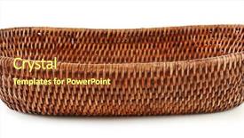  Presentation with wicker - Audience pleasing presentation consisting of material handling equipment - wicker basket isolated on white backdrop and a tawny brown colored foreground