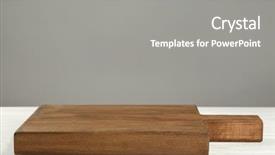  Presentation with wooden board empty table top - PPT theme having material handling equipment - wooden board on table background and a gray colored foreground