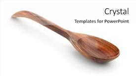 Presentation with spoon - Colorful PPT theme enhanced with material handling equipment - wooden spoon isolated on white backdrop and a  colored foreground