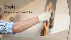  Presentation with equipment - Presentation theme having material handling equipment - work aligns wall background and a coral colored foreground