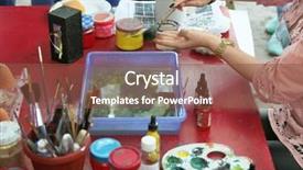  Presentation with circus show master - Beautiful PPT layouts featuring material method - drawing master class backdrop and a tawny brown colored foreground