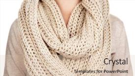  Presentation with woman - Beautiful presentation theme featuring material method - woman wearing scarf close up backdrop and a  colored foreground