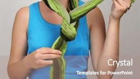  Presentation with close up of a chess - PPT theme featuring material method - woman wearing scarf close up background and a  colored foreground