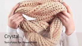  Presentation with arabian woman wearing hijab muslim - Slide deck having material method - woman wearing scarf close up background and a  colored foreground