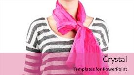  Presentation with arabian woman wearing hijab muslim - PPT theme featuring material method - woman wearing scarf close up background and a coral colored foreground