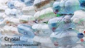  Presentation with pet - Colorful presentation design enhanced with material return - pet bottles - abstract wall backdrop and a light blue colored foreground