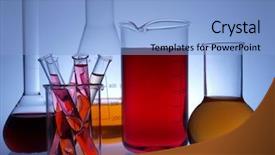  Presentation with material science - Beautiful PPT theme featuring material science - chemical glassware backdrop and a  colored foreground