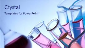  Presentation with material science - Colorful PPT theme enhanced with material science - chemical glassware backdrop and a light blue colored foreground