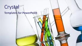  Presentation with chemistry material - Slides with material science - chemistry laboratory equipment test tubes background and a sky blue colored foreground