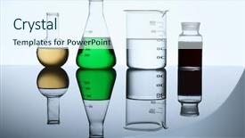  Presentation with material science - Theme having material science - glass chemistry tubes background and a sky blue colored foreground