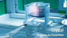  Presentation with material science - Beautiful PPT theme featuring material science - silicon wafers and microcircuits backdrop and a teal colored foreground