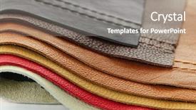  Presentation with leather - PPT theme consisting of material selection - natural leather upholstery samples background and a gray colored foreground