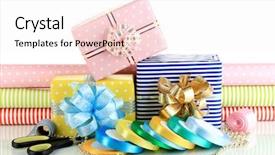  Presentation with materials science - Beautiful presentation featuring materials and accessories for wrapping backdrop and a sky blue colored foreground