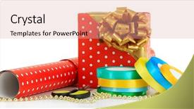  Presentation with materials science - PPT theme having materials and accessories for wrapping background and a coral colored foreground