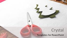  Presentation with handicraft - Beautiful theme featuring handmade tree which children made - materials for sewing christmas toy backdrop and a light gray colored foreground