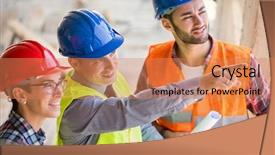  Presentation with plastic waste dumping site - Beautiful PPT theme featuring material management - site manager explaining to architects backdrop and a  colored foreground