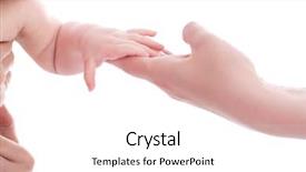  Presentation with studio - Amazing PPT theme having maternal care - hand of a mather shot backdrop and a white colored foreground
