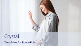  Presentation with pregnant woman - Amazing presentation having naers baby - beautiful pregnant woman standing near backdrop and a sky blue colored foreground