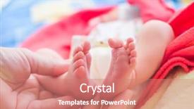  Presentation with moms - Slides having mother child health - foot of newborn baby background and a coral colored foreground