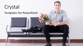  Presentation with maternity - PPT theme featuring maternal emergency - happy dad waiting for news background and a  colored foreground