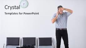  Presentation with lobby - Slide set with maternal emergency - man nervously impatiently waiting background and a  colored foreground