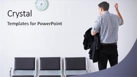  Presentation with cargo insurance man and passenger - Slides having maternal emergency - man nervously impatiently waiting background and a sky blue colored foreground