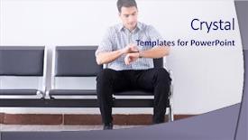  Presentation with getting students to lobby - Cool new PPT layouts with maternal emergency - man nervously impatiently waiting backdrop and a sky blue colored foreground