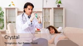  Presentation with pregnant woman doctor - Cool new PPT theme with maternal emergency - young handsome doctor visiting pregnant backdrop and a  colored foreground