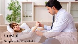  Presentation with doctor visiting family - Cool new slide set with maternal emergency - young handsome doctor visiting pregnant backdrop and a coral colored foreground