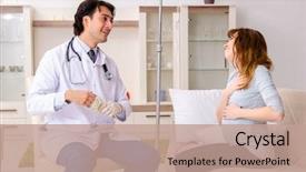  Presentation with doctor visiting family - Audience pleasing theme consisting of maternal emergency - young handsome doctor visiting pregnant backdrop and a  colored foreground