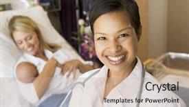  Presentation with maternal health - Colorful PPT layouts enhanced with maternal health - doctor standing in her patients backdrop and a coral colored foreground