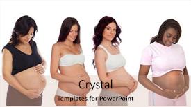  Presentation with moms - Cool new PPT layouts with maternal health - four moms stroking her belly backdrop and a coral colored foreground