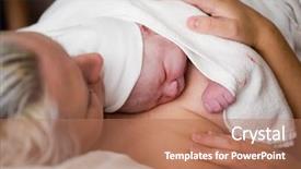  Presentation with maternal health - Slide set having maternal health - newborn baby girl right background and a coral colored foreground