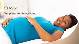  Presentation with maternal health - Slide set enhanced with maternal health - pregnant african american woman lying background and a cream colored foreground