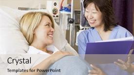  Presentation with maternal health - Audience pleasing PPT theme consisting of maternal health - pregnant woman talking to doctor backdrop and a lemonade colored foreground