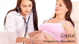  Presentation with maternal health - Audience pleasing theme consisting of maternal health - pregnant woman with doctor isolated backdrop and a coral colored foreground