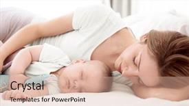  Presentation with christmas baby jesus sleeping - PPT theme featuring maternal infant child - young woman with cute baby background and a coral colored foreground