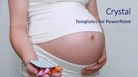  Presentation with maternal infection - Presentation enhanced with maternal infection - pregnant and pills nine month background and a sky blue colored foreground