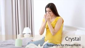  Presentation with maternal infection - Presentation consisting of maternal infection - pregnant woman with allergy sitting background and a coral colored foreground