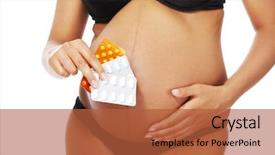  Presentation with pregnant woman - Presentation theme featuring maternal infection - young beautiful pregnant woman holding background and a red colored foreground